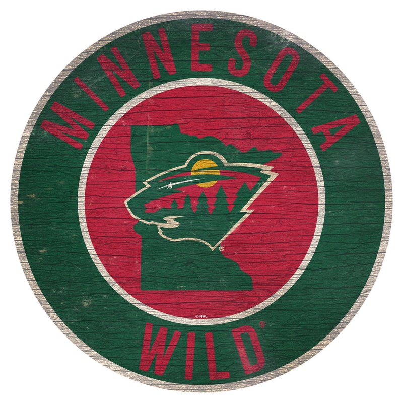 Fan Creations Minnesota Wild 12 Inch Round State Design Wood Sign