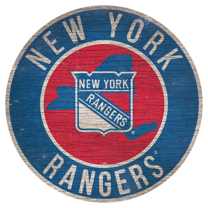 Fan Creations New York Rangers 12 Inch Round State Design Wood Sign