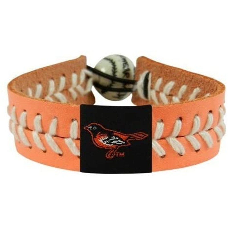Gamewear Baltimore Orioles Peach Leather White Thread Team Color Baseball Bracelet