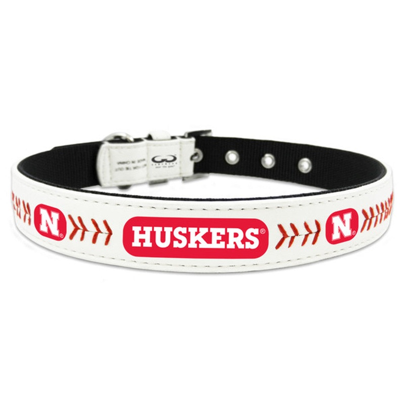 Gamewear Nebraska Cornhuskers Leather Classic Baseball Pet Collar Size Medium