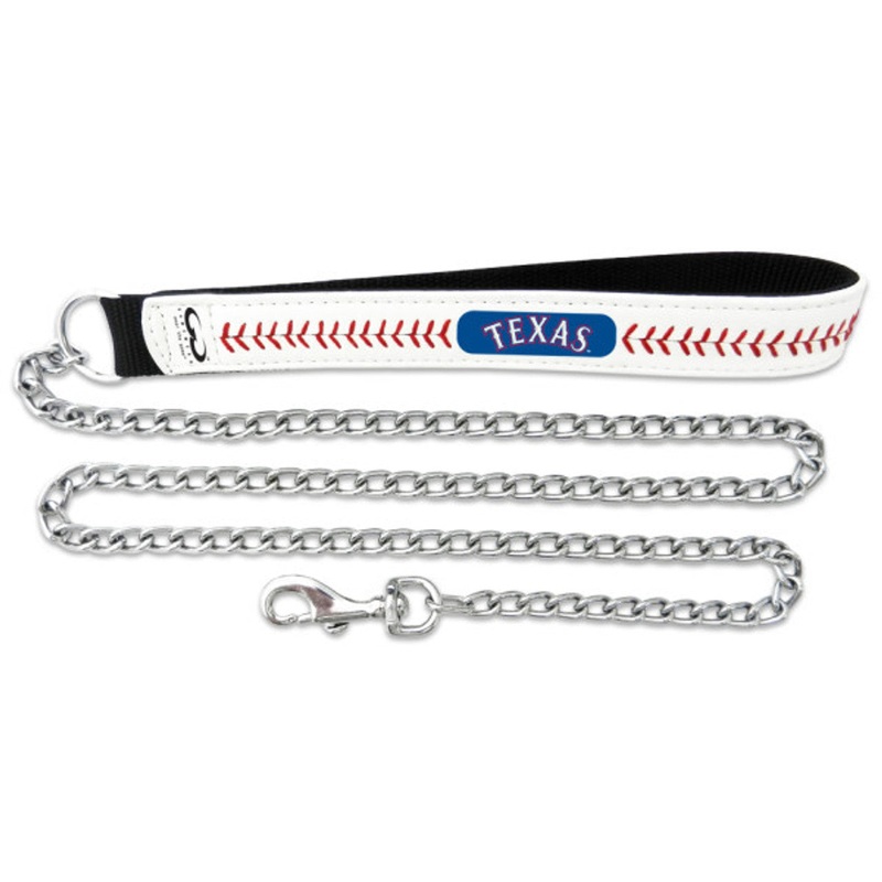 Gamewear Texas Rangers Leather Chain Baseball Pet Leash Size Medium