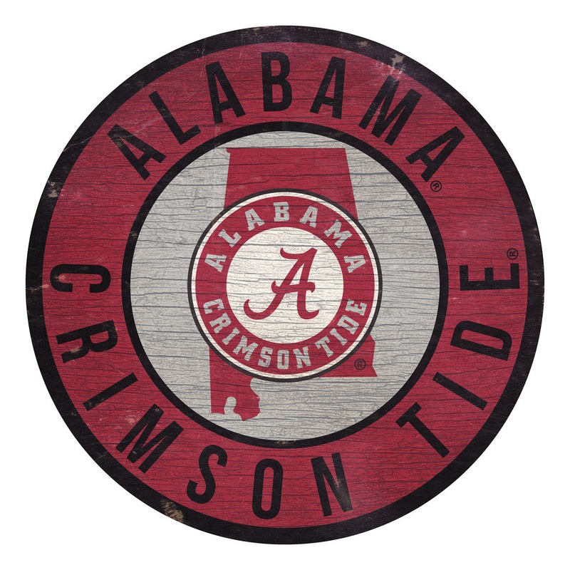 Fan Creations Alabama Crimson Tide 12 Inch Round State Design Wood Sign