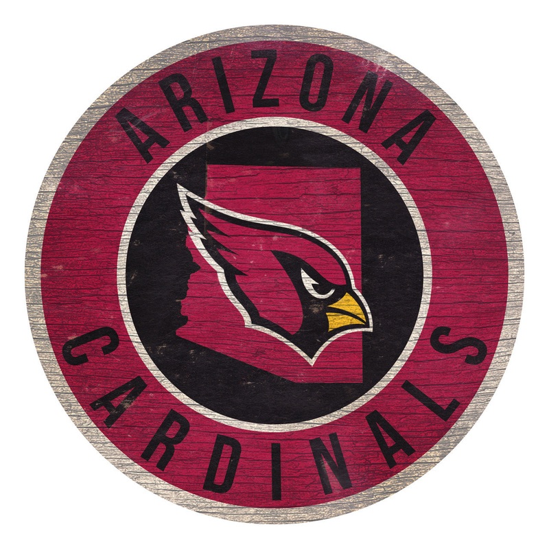Fan Creations Arizona Cardinals 12 Inch Round State Design Wood Sign
