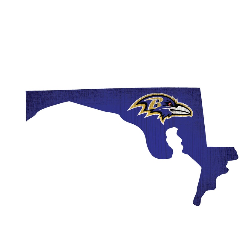 Fan Creations Baltimore Ravens 12 Inch Team Color State Shape Wood Sign