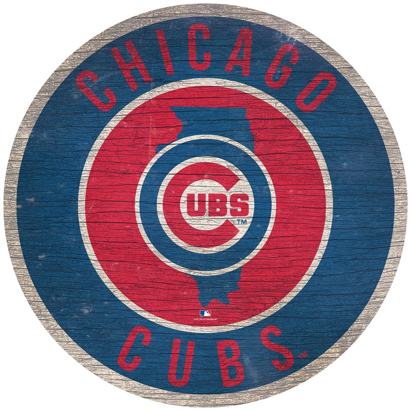 Fan Creations Chicago Cubs 12 Inch Round State Design Wood Sign