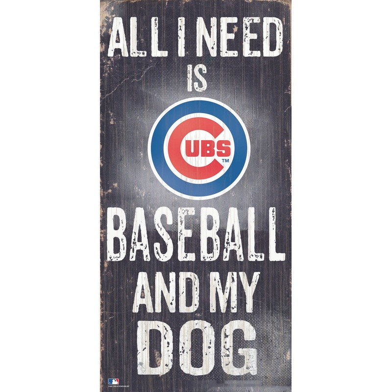 Fan Creations Chicago Cubs Baseball and Dog Wood Sign 6×12