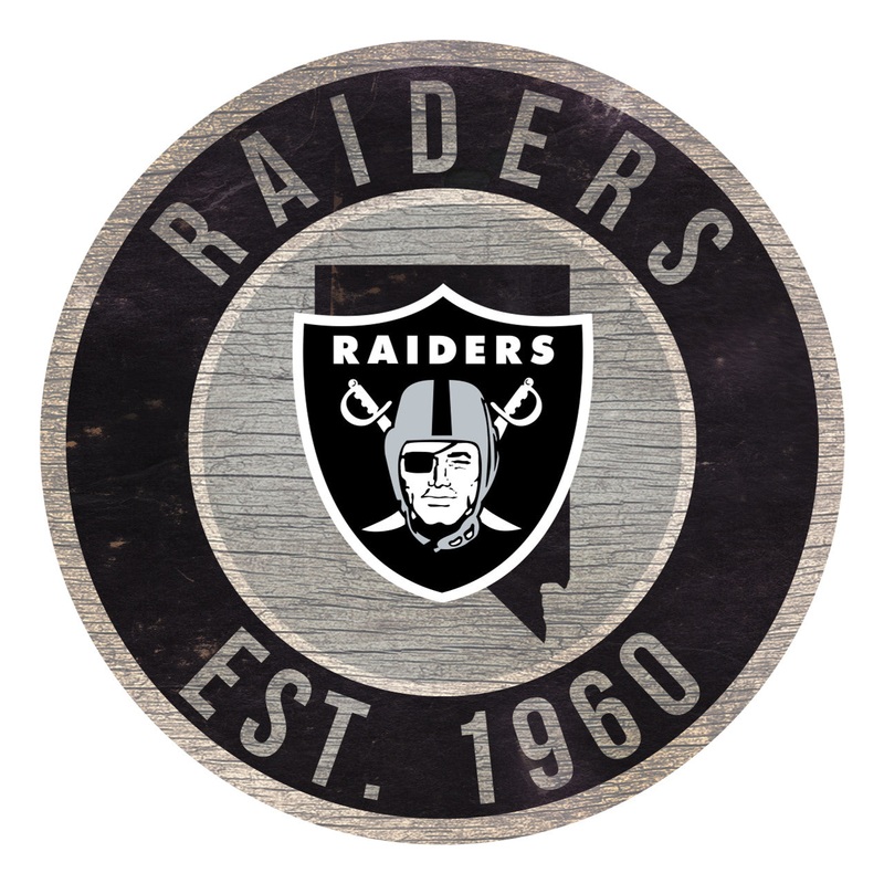 Fan Creations Las Vegas Raiders 12 Inch Round State Design Wood Sign