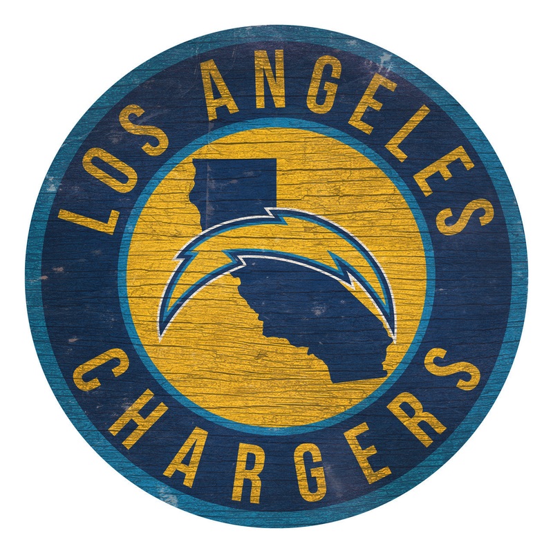 Fan Creations Los Angeles Chargers 12 Inch Round State Design Wood Sign