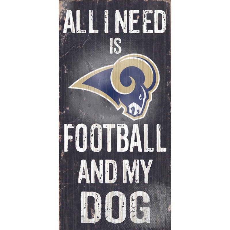 Fan Creations Los Angeles Rams Football and Dog Wood Sign 6×12
