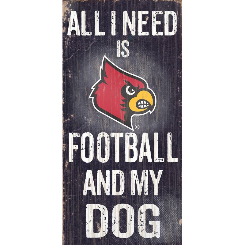 Fan Creations Louisville Cardinals Football and Dog Wood Sign 6×12