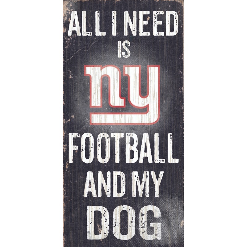 Fan Creations New York Giants Football and Dog Wood Sign 6×12