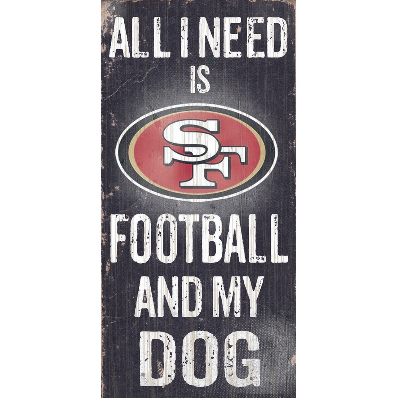 Fan Creations San Francisco 49ers Football and Dog Wood Sign 6×12