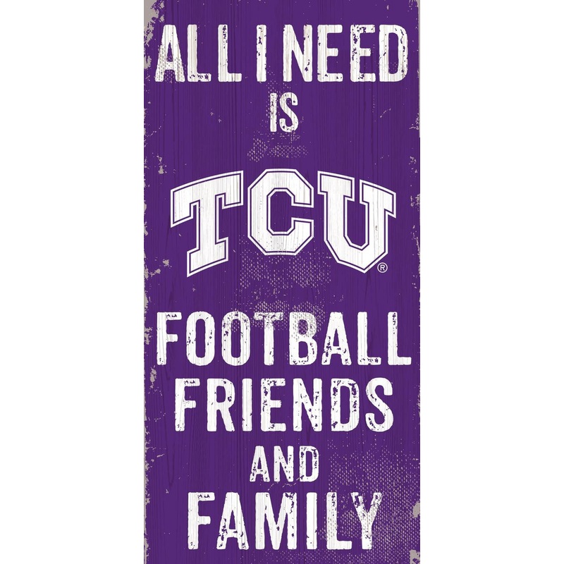 Fan Creations TCU Horned Frogs Football Friends and Family Wood Sign 6×12