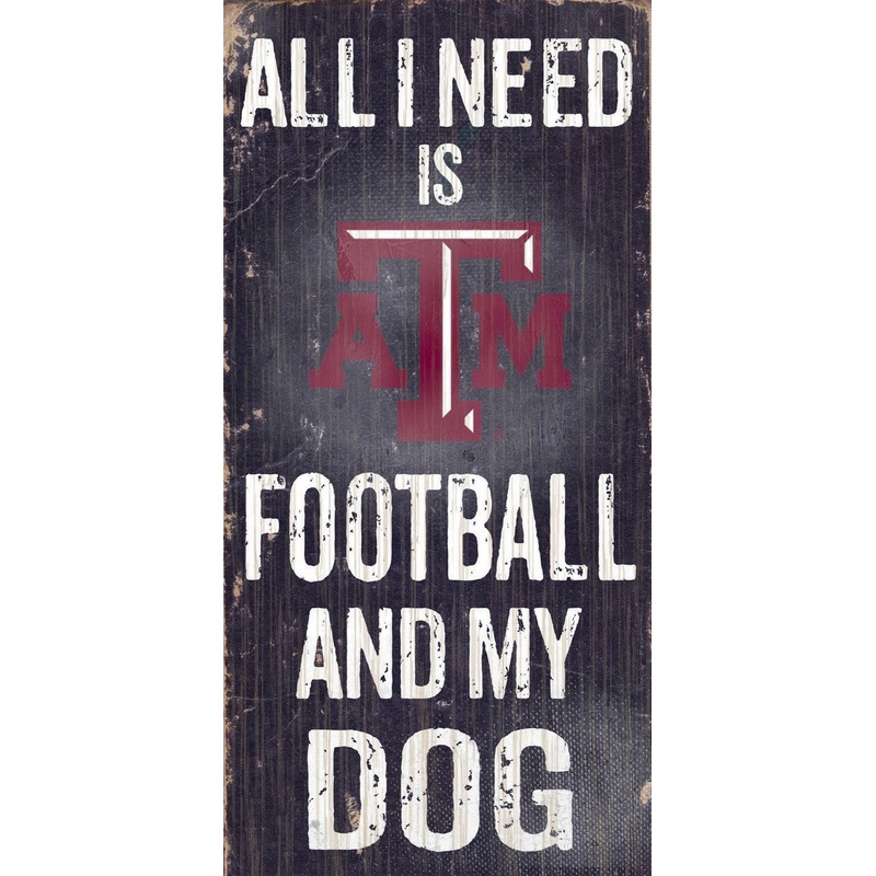Fan Creations Texas A&M Aggies Football and Dog Wood Sign 6×12