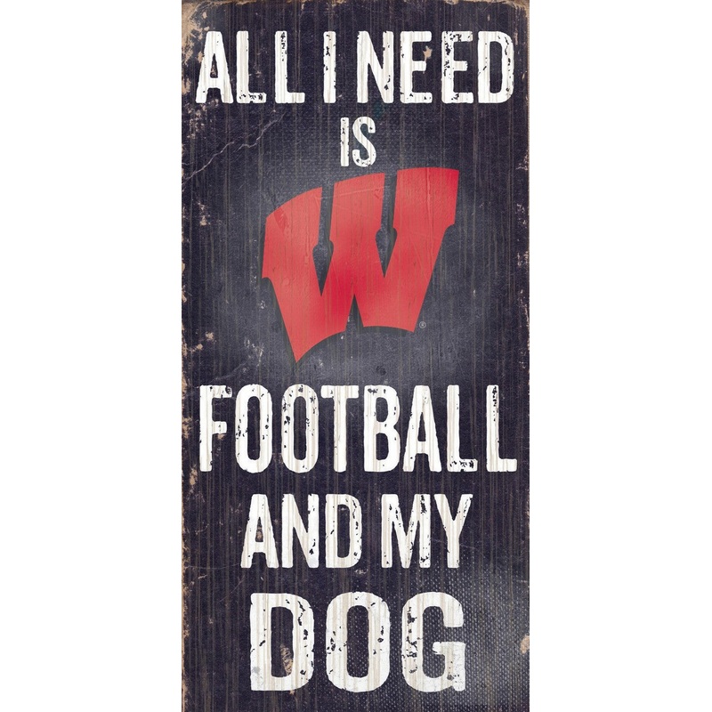 Fan Creations Wisconsin Badgers Football and Dog Wood Sign 6×12