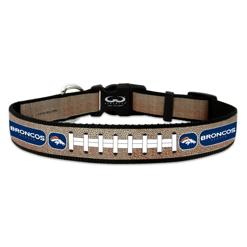 Gamewear Denver Broncos Reflective Football Pet Collar Size Large