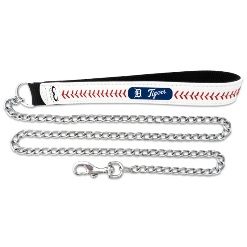 Gamewear Detroit Tigers Leather Chain Baseball Pet Leash Size Medium