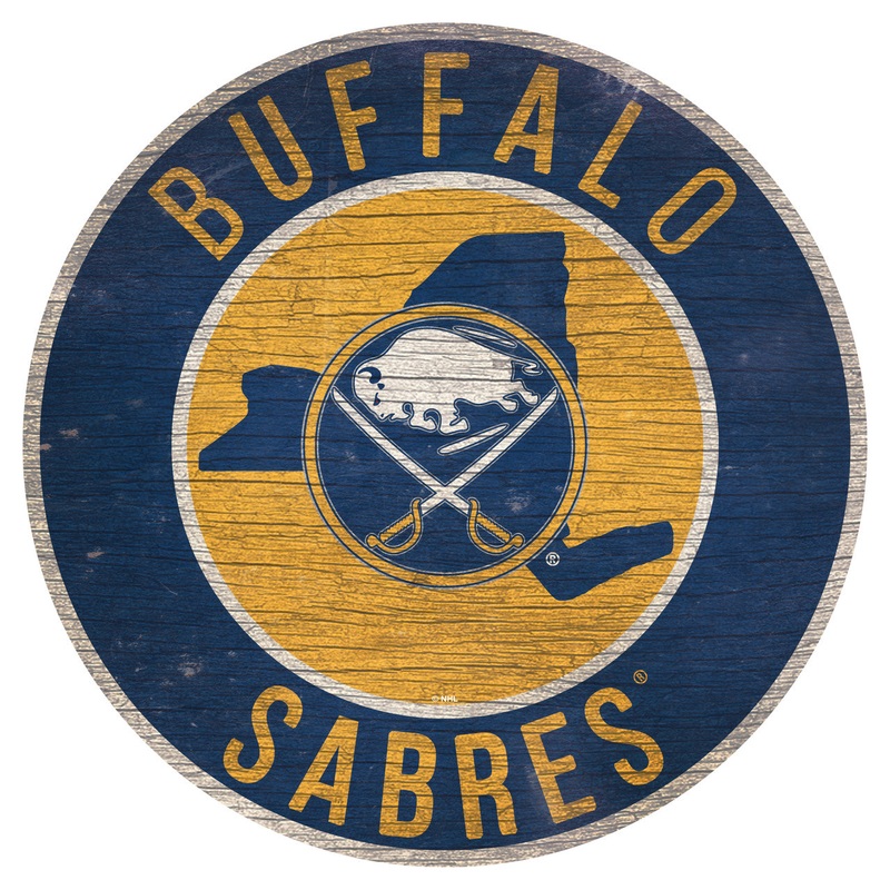 Fan Creations Buffalo Sabres 12 Inch Round State Wood Sign