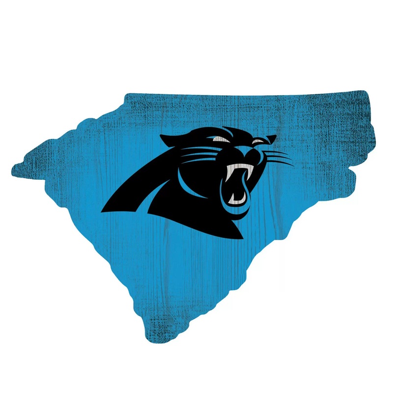 Fan Creations Carolina Panthers 12 Inch Team Color State Shape Wood Sign
