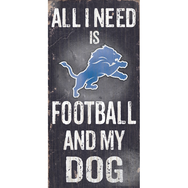 Fan Creations Detroit Lions Football and Dog Wood Sign 6×12