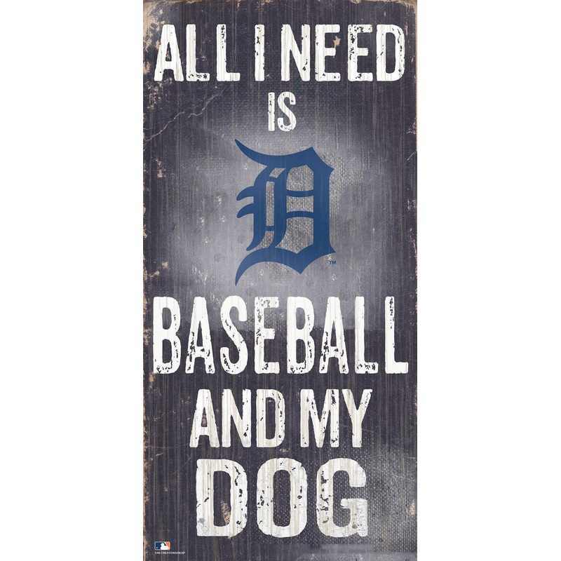 Fan Creations Detroit Tigers Baseball and Dog Wood Sign 6×12