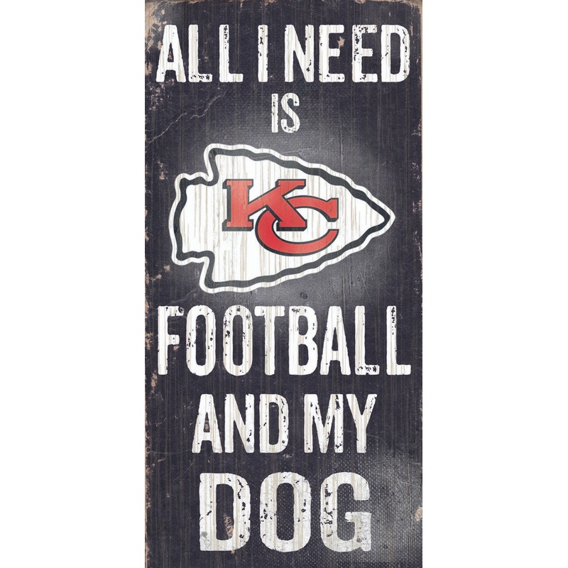 Fan Creations Kansas City Chiefs Football and Dog Wood Sign 6×12