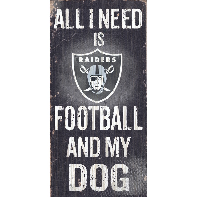 Fan Creations Las Vegas Raiders Football and Dog Wood Sign 6×12