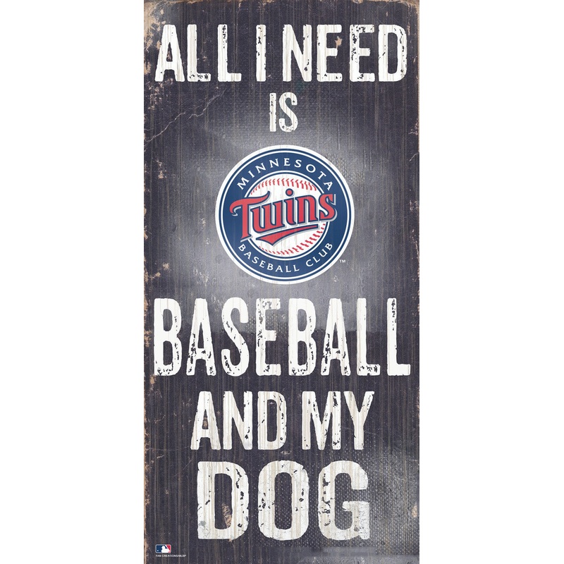 Fan Creations Minnesota Twins Baseball and Dog Wood Sign 6×12