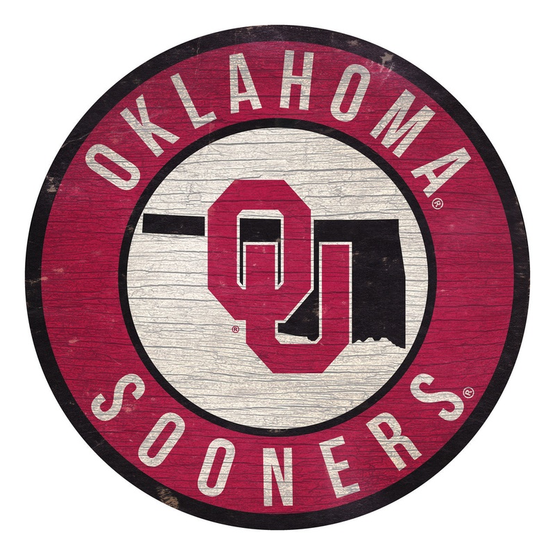 Fan Creations Oklahoma Sooners 12 Inch Round State Design Wood Sign