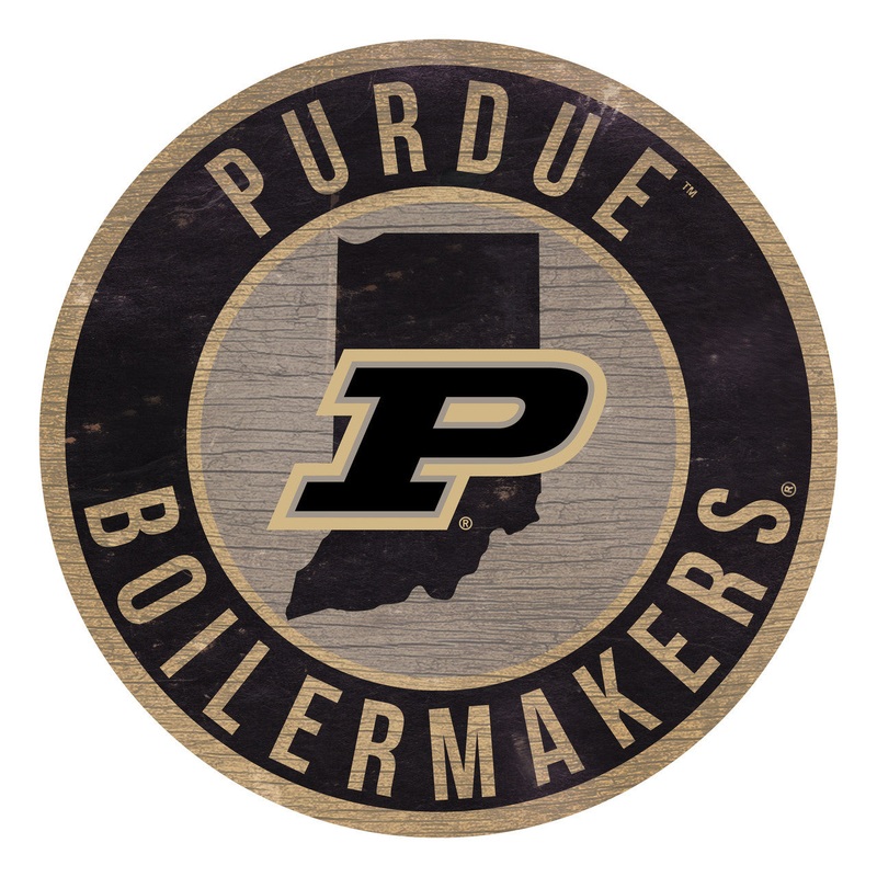 Fan Creations Purdue Boilermakers 12 Inch Round State Design Wood Sign