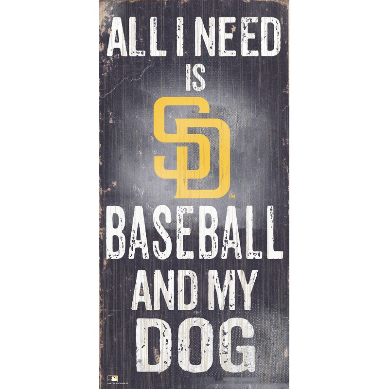Fan Creations San Diego Padres Baseball and Dog Wood Sign 6×12