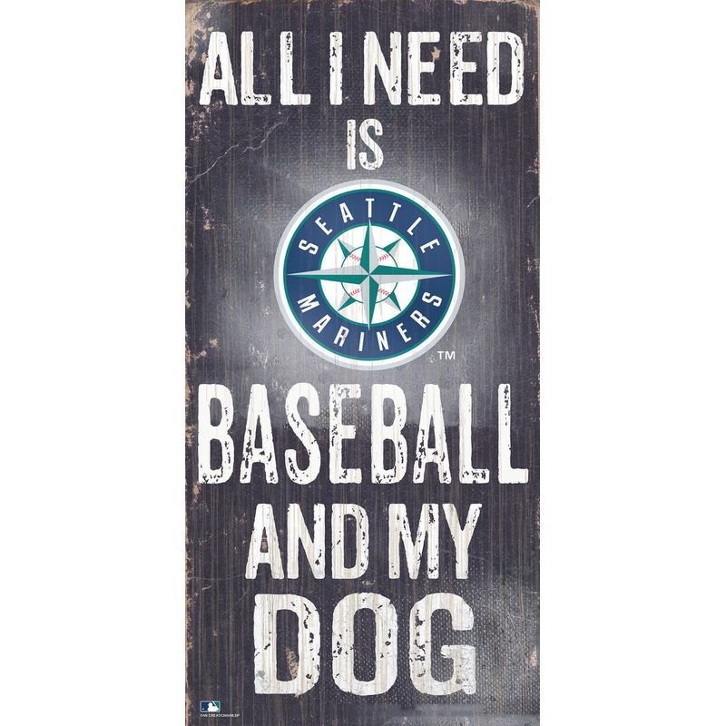 Fan Creations Seattle Mariners Baseball and Dog Wood Sign 6×12