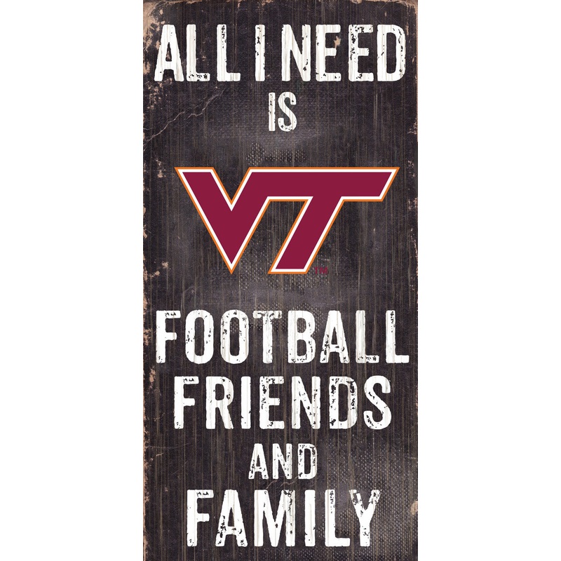 Fan Creations Virginia Tech Hokies Black Football Friends and Family Wood Sign 6×12