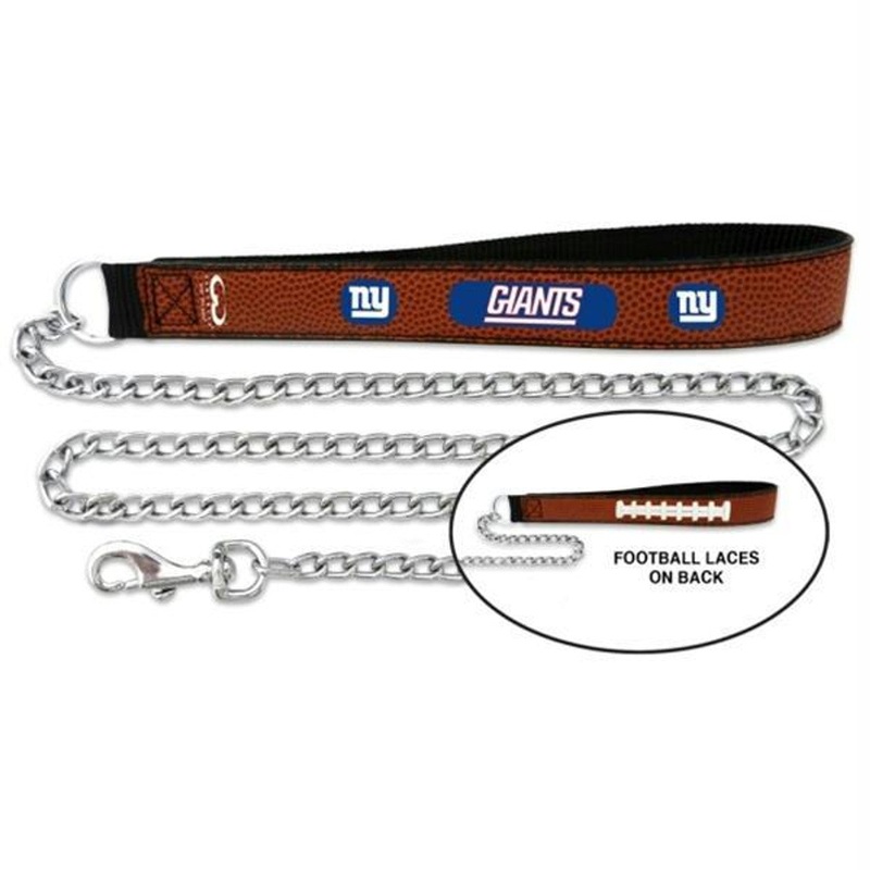 Gamewear New York Giants Leather Chain Football Pet Leash Size Medium