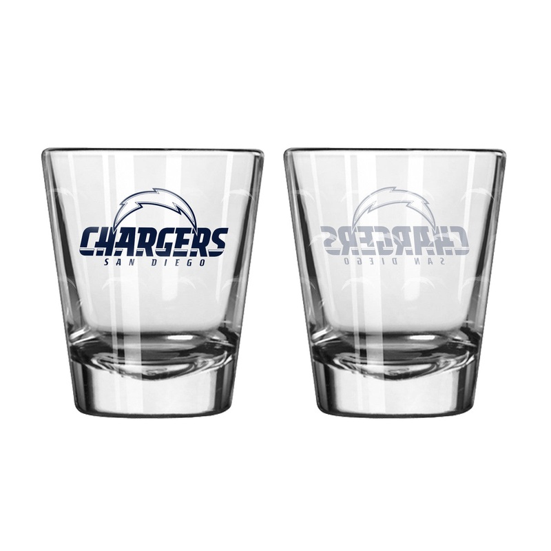 BOELTER San Diego Chargers Satin Etch Style Shot Glass 2 Pack