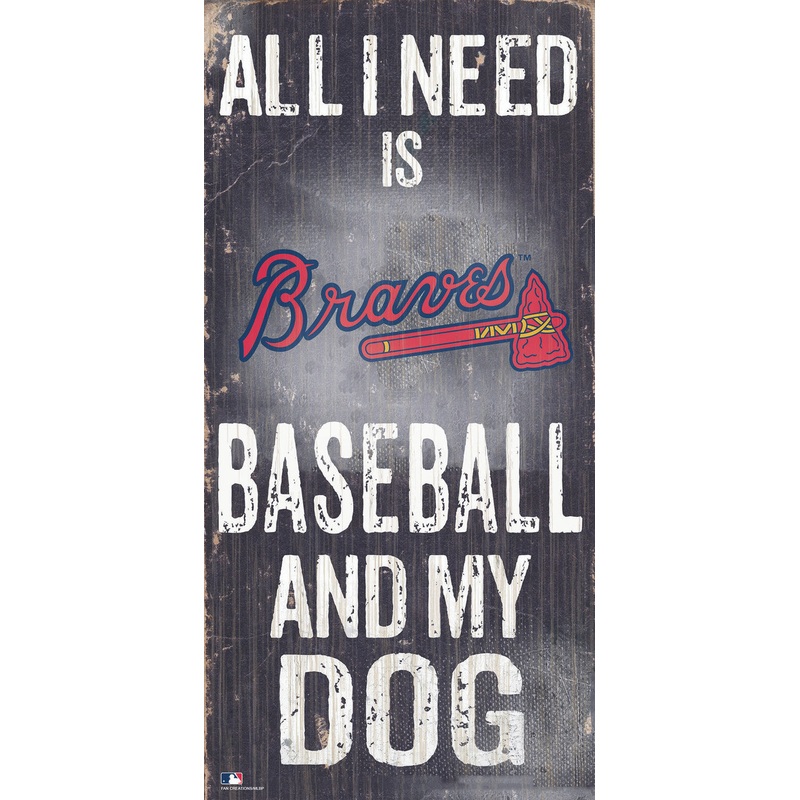 Fan Creations Atlanta Braves Baseball and Dog Wood Sign 6×12