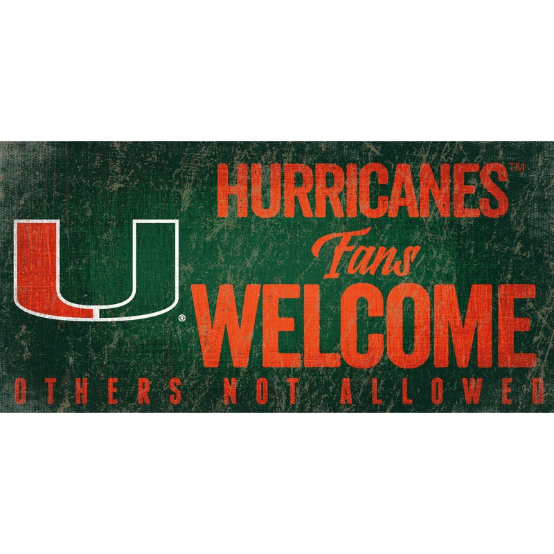 Fan Creations Miami Hurricanes Fans Welcome Wood Sign 12×6