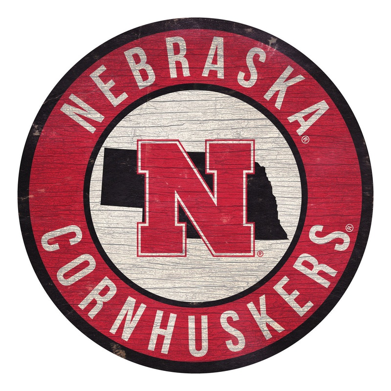 Fan Creations Nebraska Cornhuskers 12 Inch Round State Design Wood Sign
