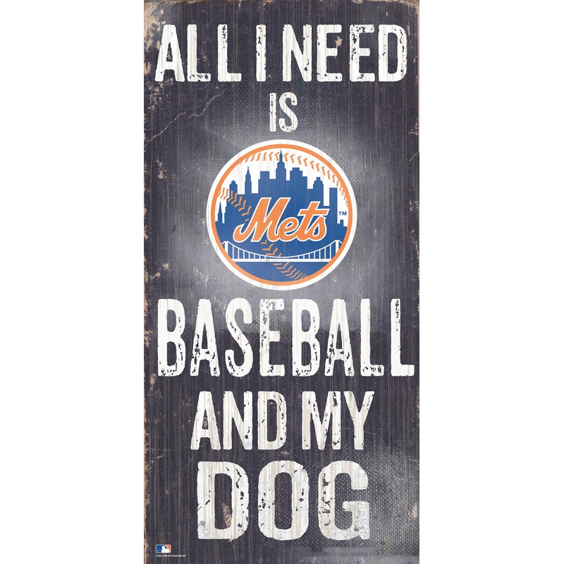 Fan Creations New York Mets Baseball and Dog Wood Sign 6×12