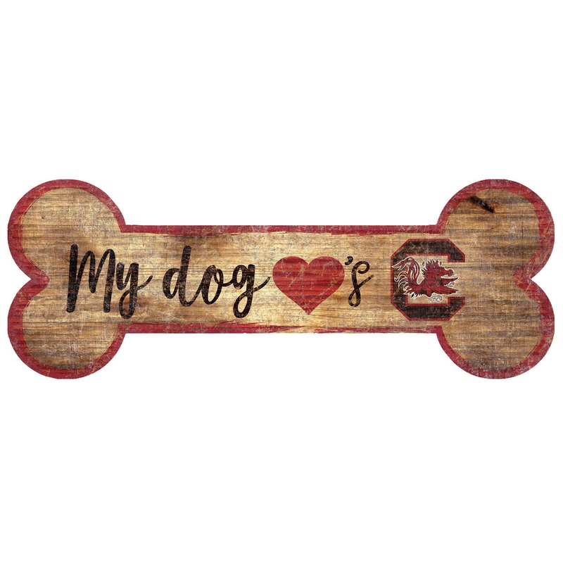 Fan Creations South Carolina Gamecocks Dog Bone Shape Wood Sign 6×12
