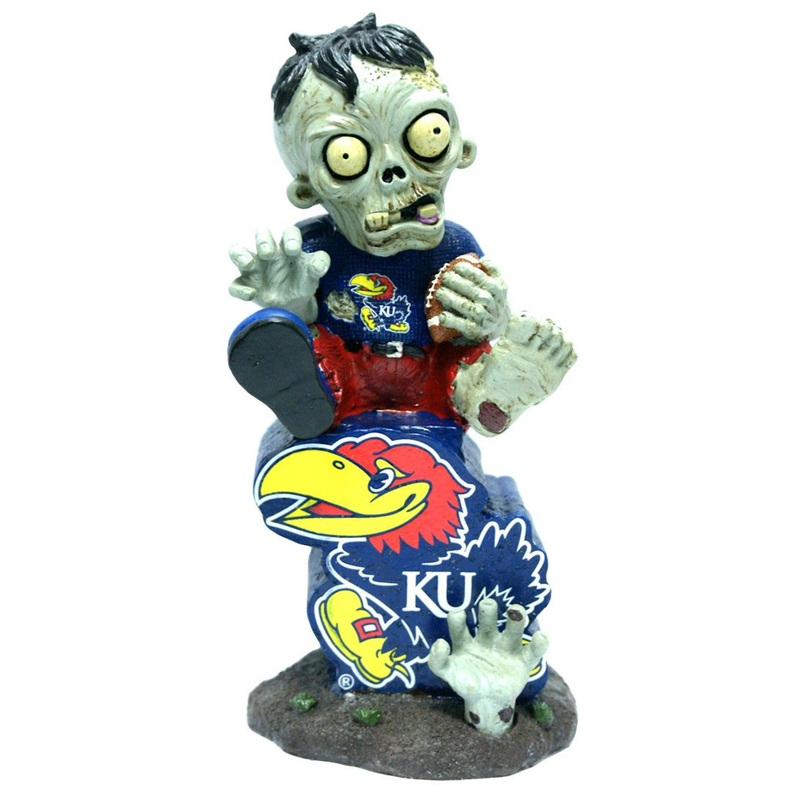Forever Collectibles Kansas Jayhawks Zombie On Logo w/ Football Figurine