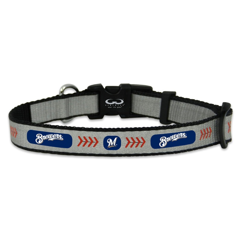 Gamewear Milwaukee Brewers Reflective Baseball Pet Collar Size Small