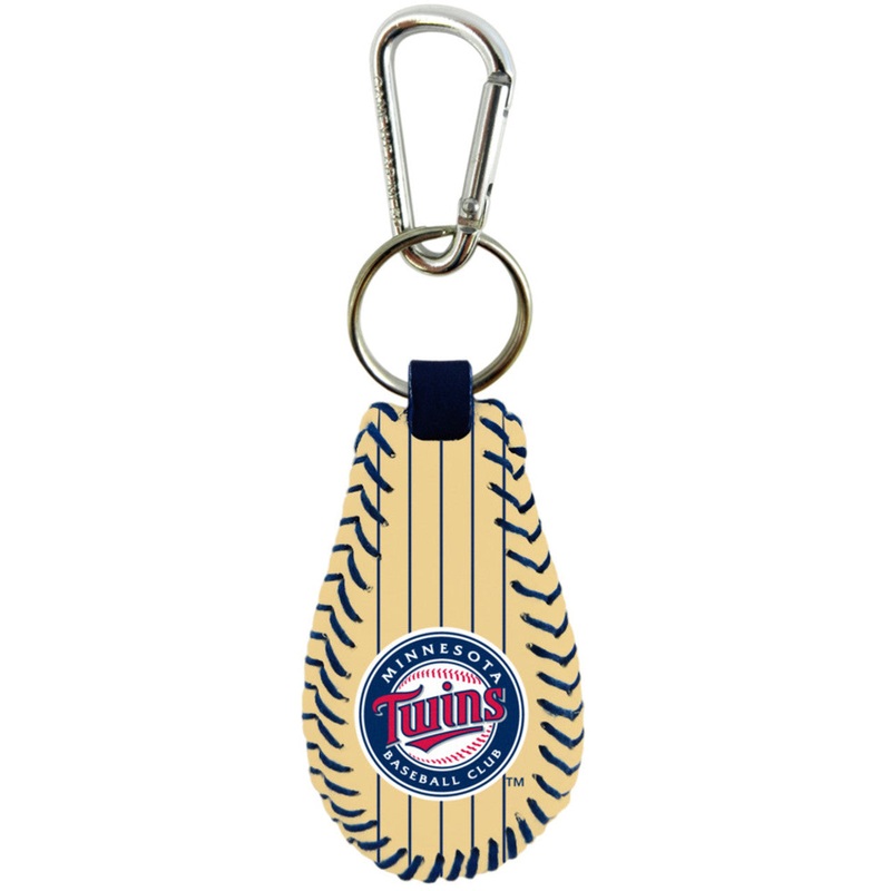 Gamewear Minnesota Twins Pinstripe Cream Navy Leather Thread Classic Baseball Keychain