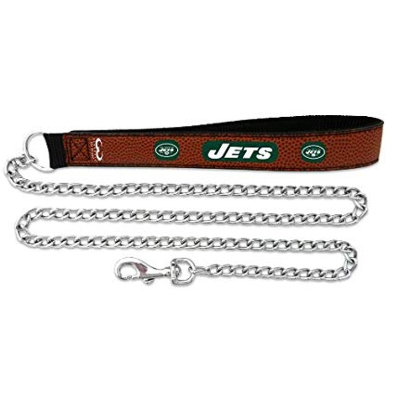 Gamewear New York Jets Leather Chain Football Pet Leash Size Large