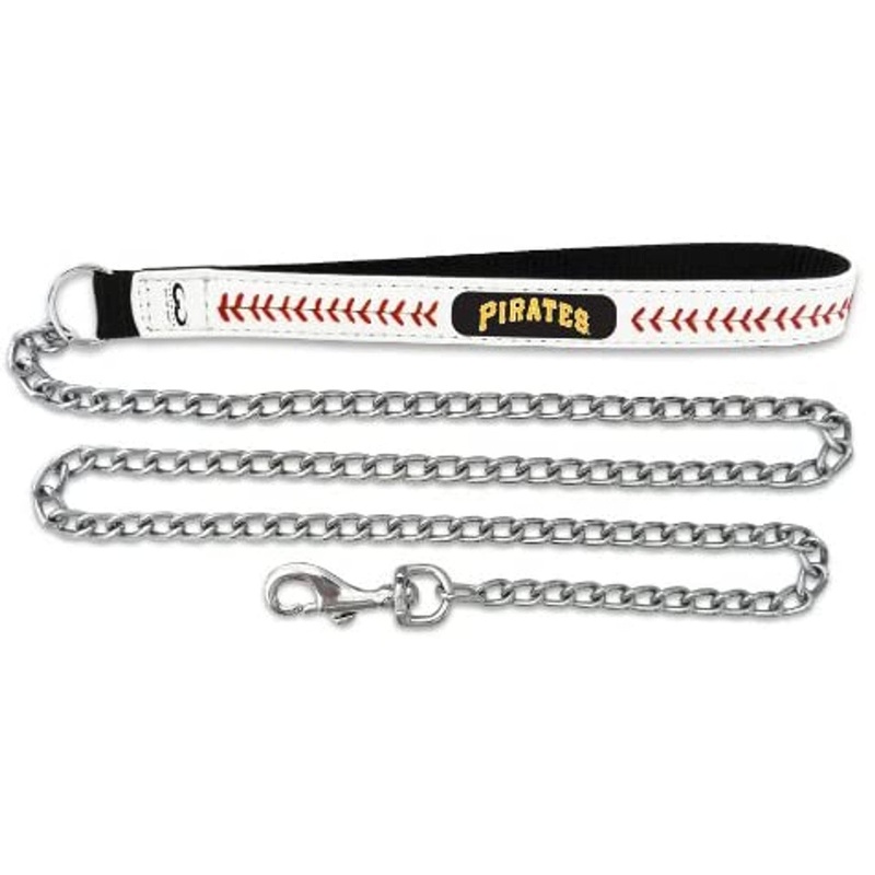 Gamewear Pittsburgh Pirates Leather Chain Baseball Pet Leash Size Medium