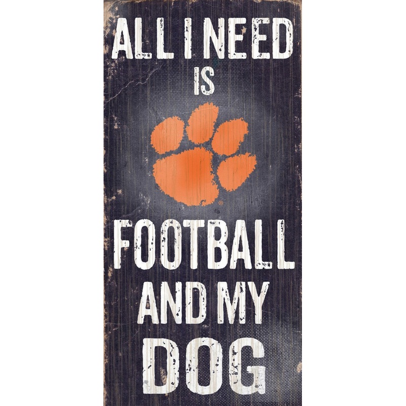 Fan Creations Clemson Tigers Football and Dog Wood Sign 6×12
