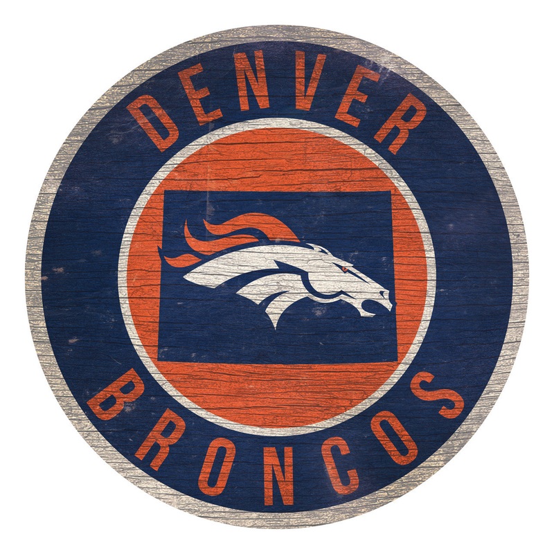 Fan Creations Denver Broncos 12 Inch Round State Design Wood Sign