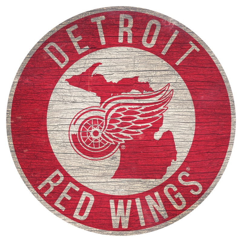 Fan Creations Detroit Red Wings 12 Inch Round State Design Wood Sign