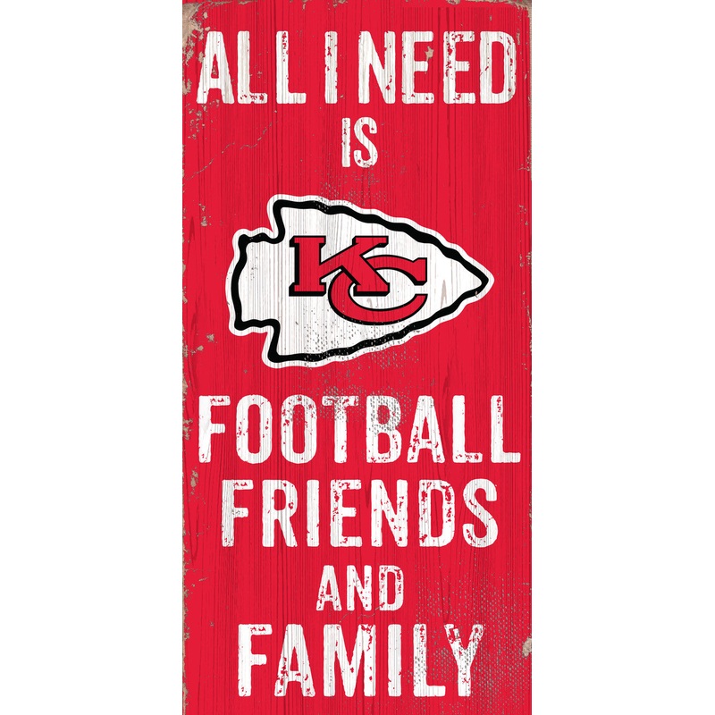 Fan Creations Kansas City Chiefs Football Friends and Family Wood Sign 6×12