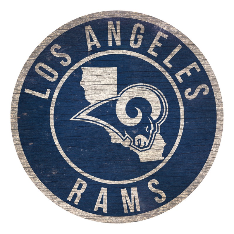 Fan Creations Los Angeles Rams 12 Inch Round State Design Wood Sign
